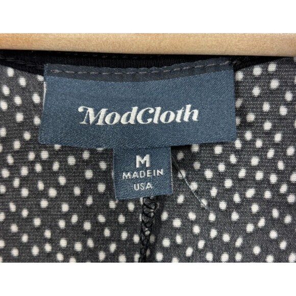 Modcloth Maxi Dress Women’s Sz M Black Polka Dot Stretchy Y2K Whimsigoth Elegant - Picture 5 of 8